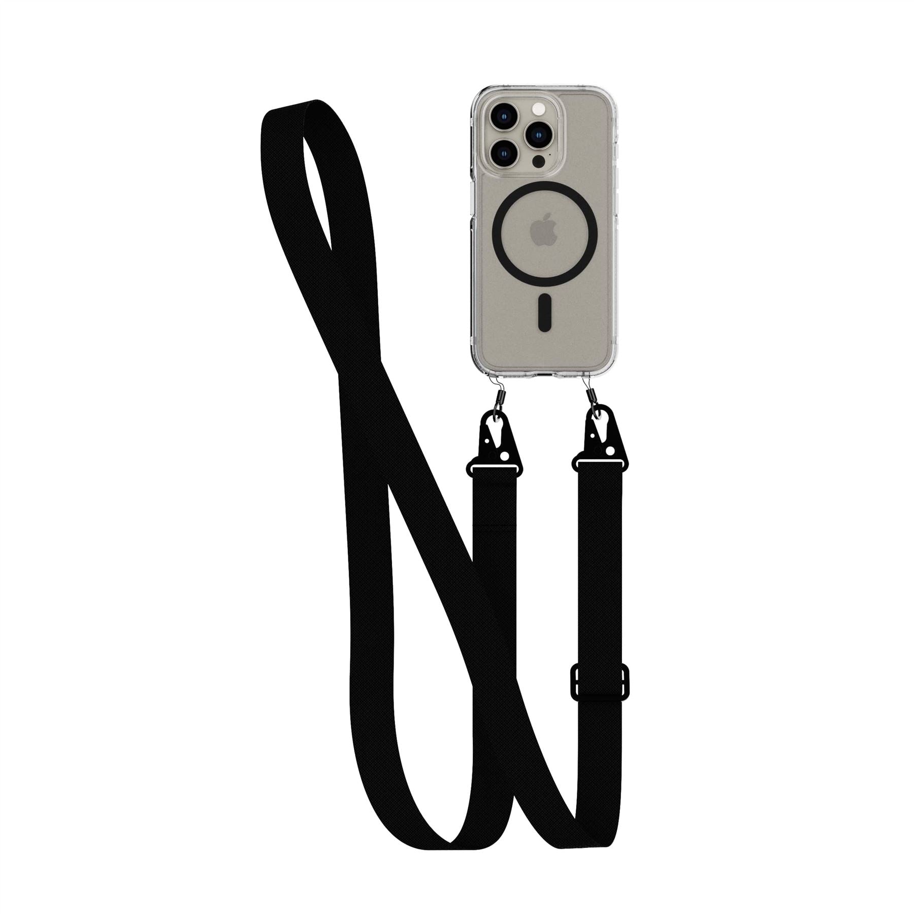 FlexQuartz - Apple iPhone 15 Pro Case MagSafe Compatible with Cross-Body - Black