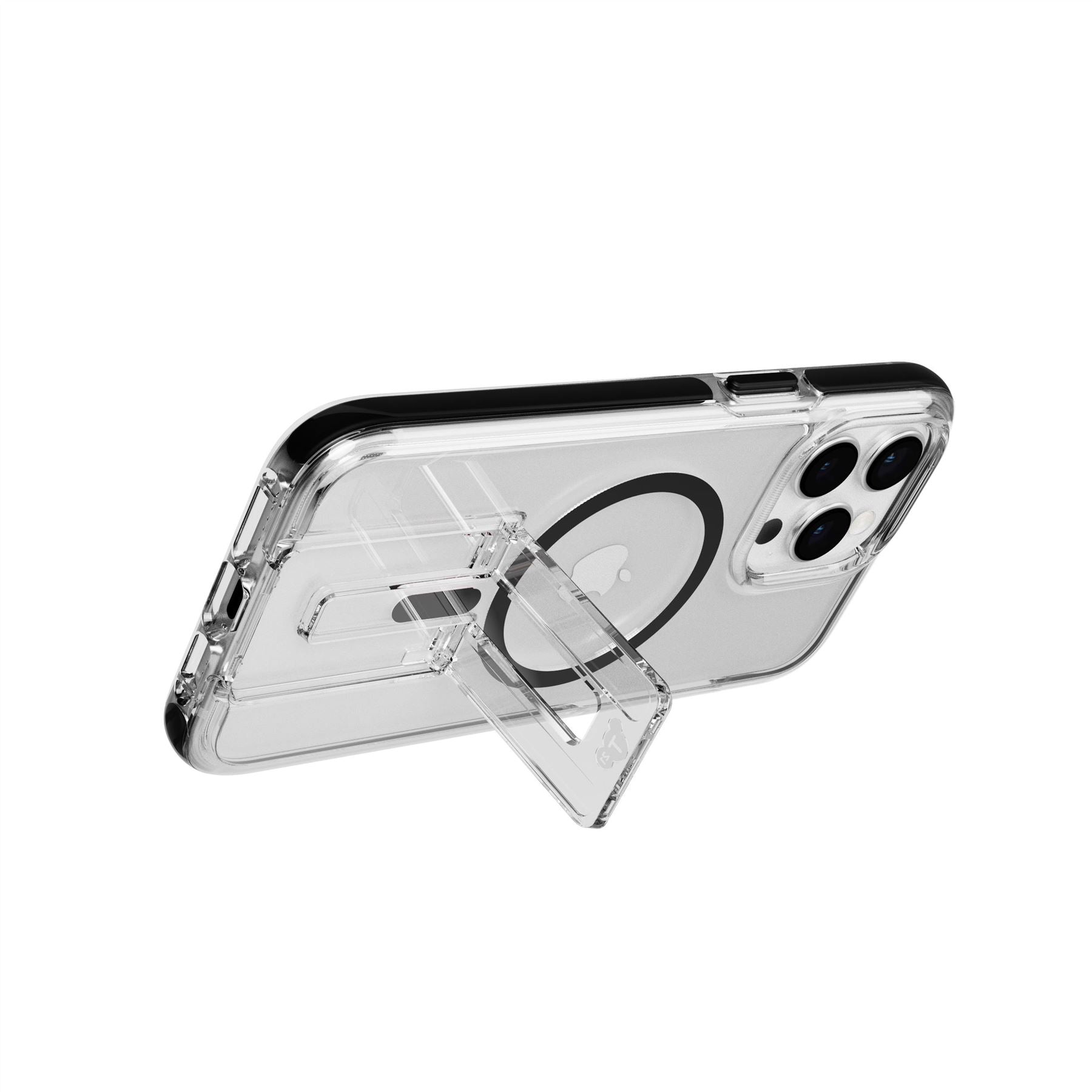 EvoCrystal Kick - Apple iPhone 15 Pro Max Case MagSafe Compatible - Clear Black