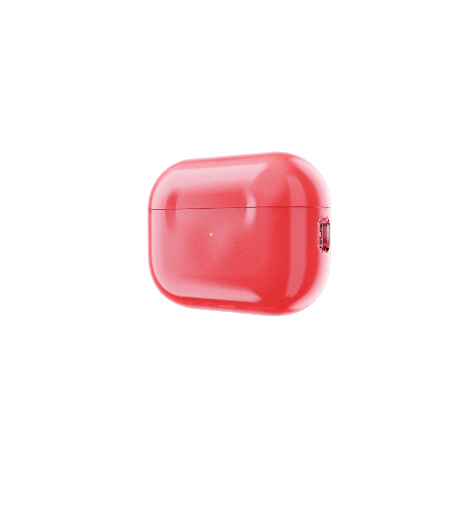 Three-quarter view of front of AirPods case with lid closed#color_sunset-coral