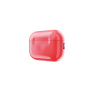 Three-quarter view of front of AirPods case with lid closed#color_sunset-coral