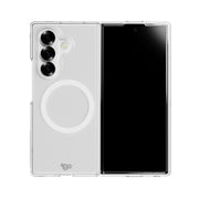 View of the back of the phone case from straight on with phone inside#color_clear