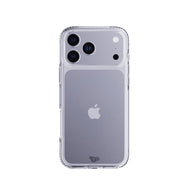 View of the back of the phone case from straight on with phone inside#color_clear