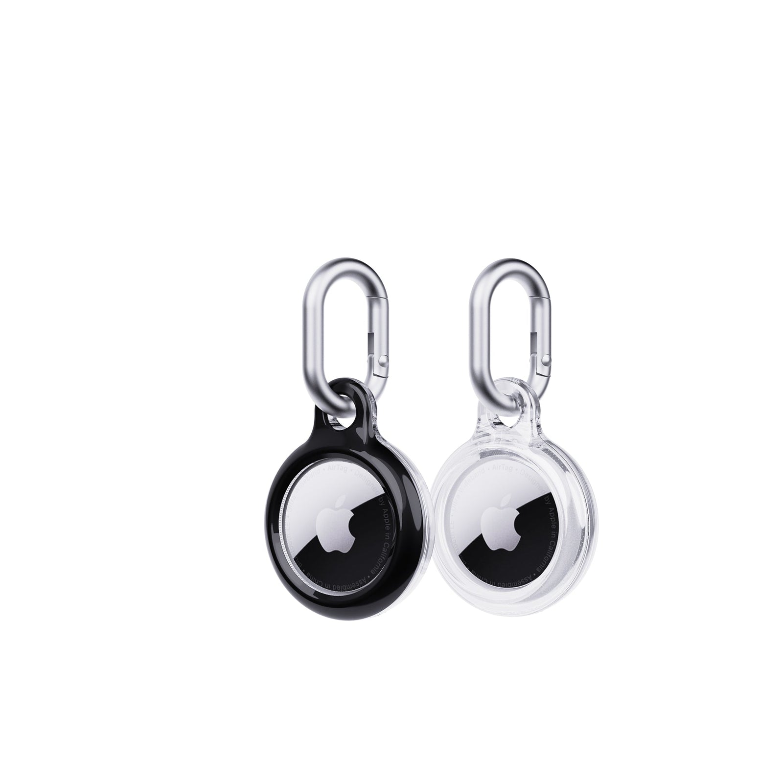 Three-quarter view of front of AirTag cases#color_black-and-clear