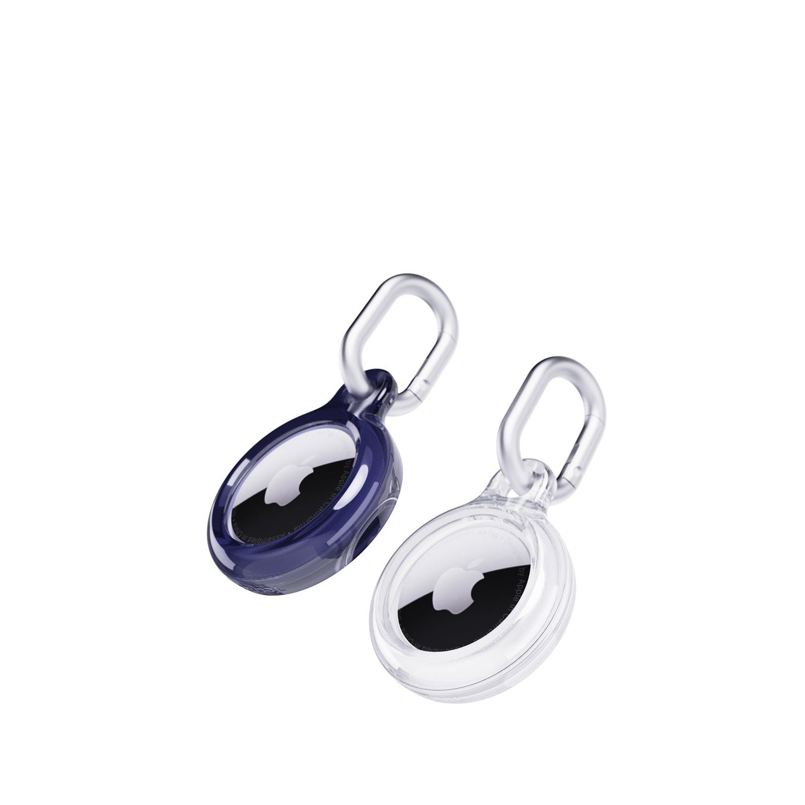 Three-quarter tilted view of front of AirTag cases#color_future-dusk-and-clear