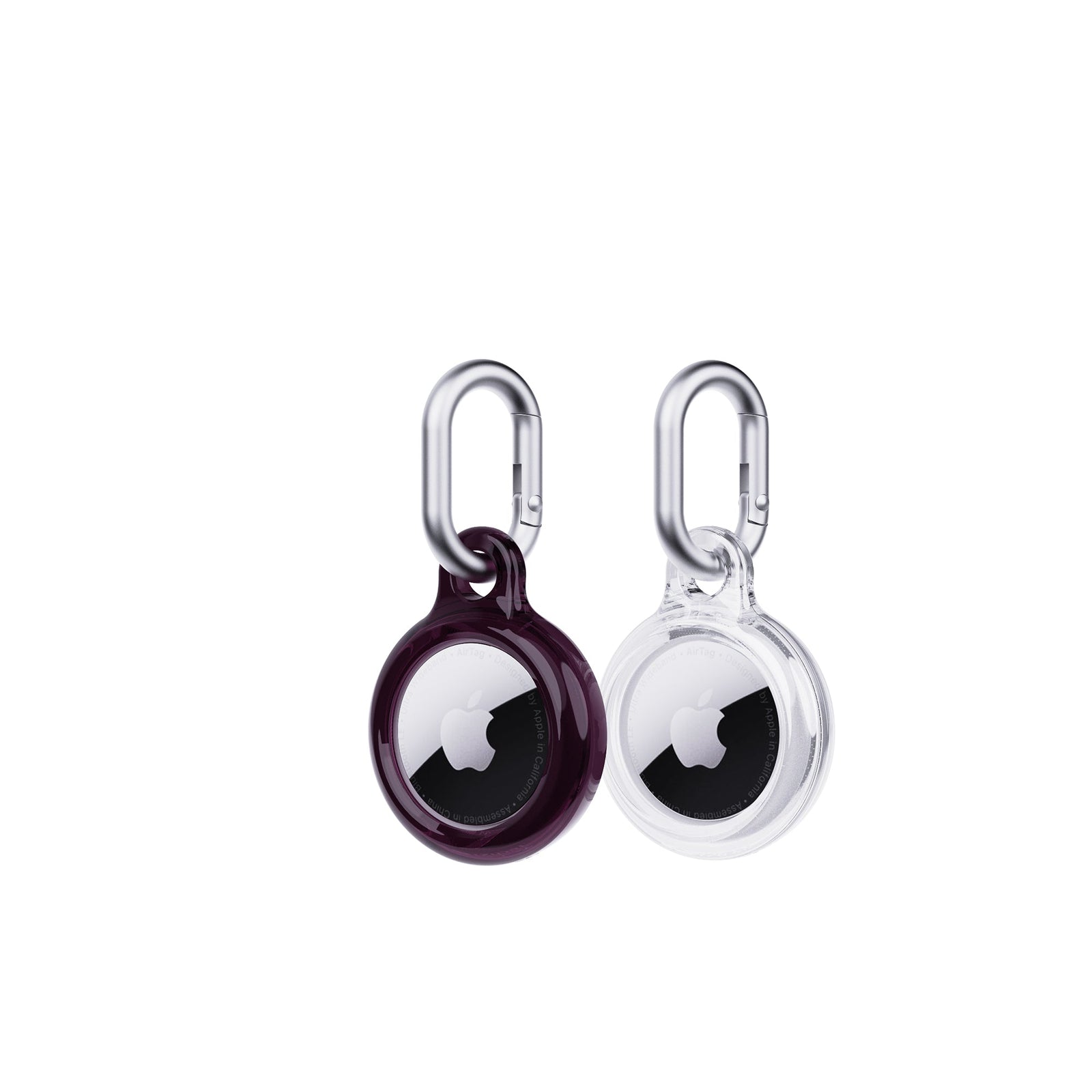 Three-quarter view of front of AirTag cases#color_cherry-laquer-and-clear