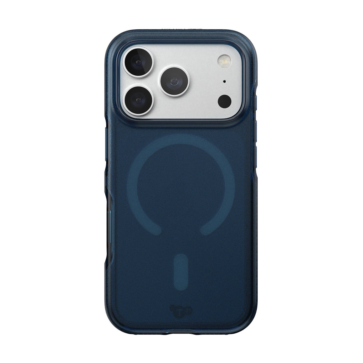 View of the back of the phone case from straight on with phone inside#color_deep-sea-tint