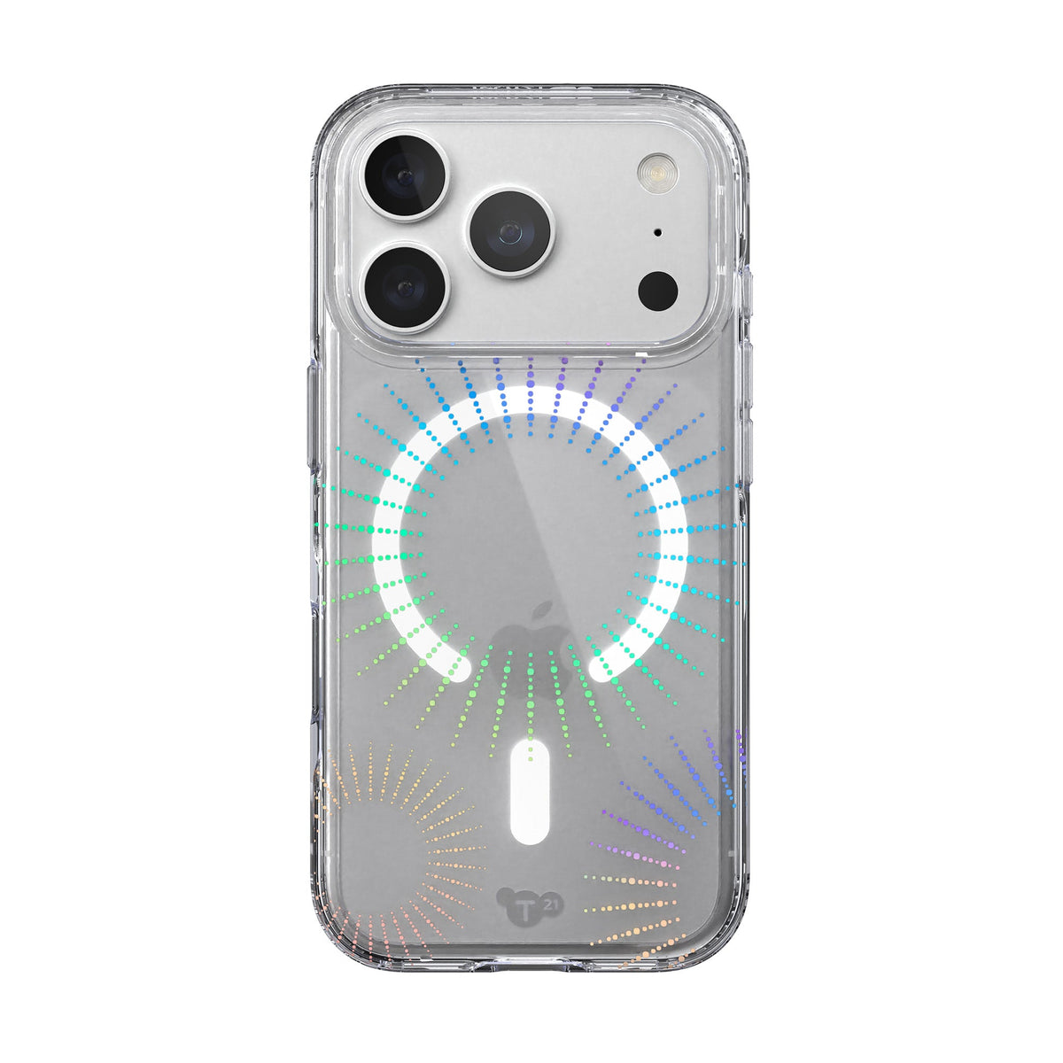 View of the back of the phone case from straight on with phone inside#color_lunar