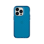 View of the back of the phone case from straight on with phone inside#color_classic blue tint