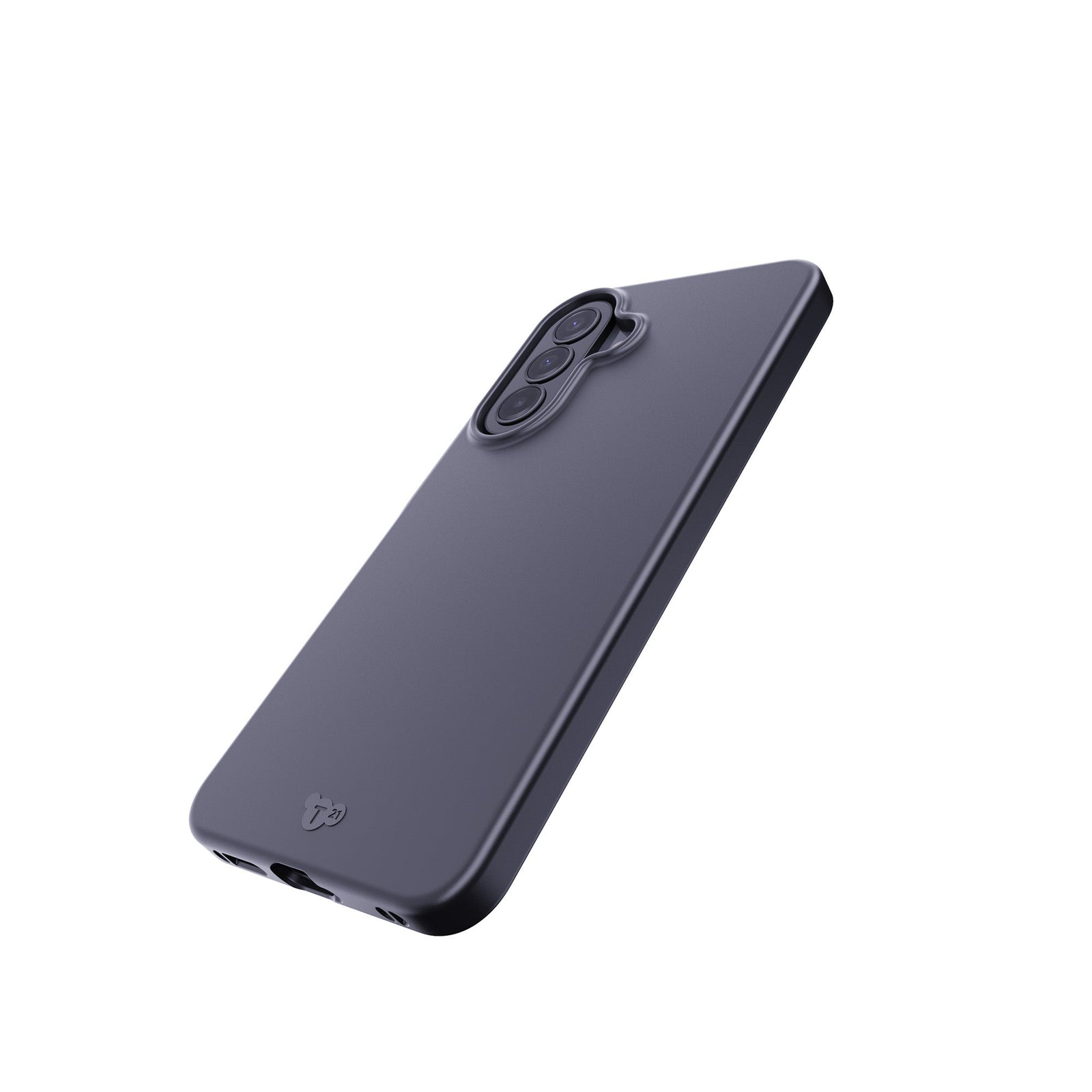 Tilted three-quarter tilted view of back of phone case with phone inside#color_black