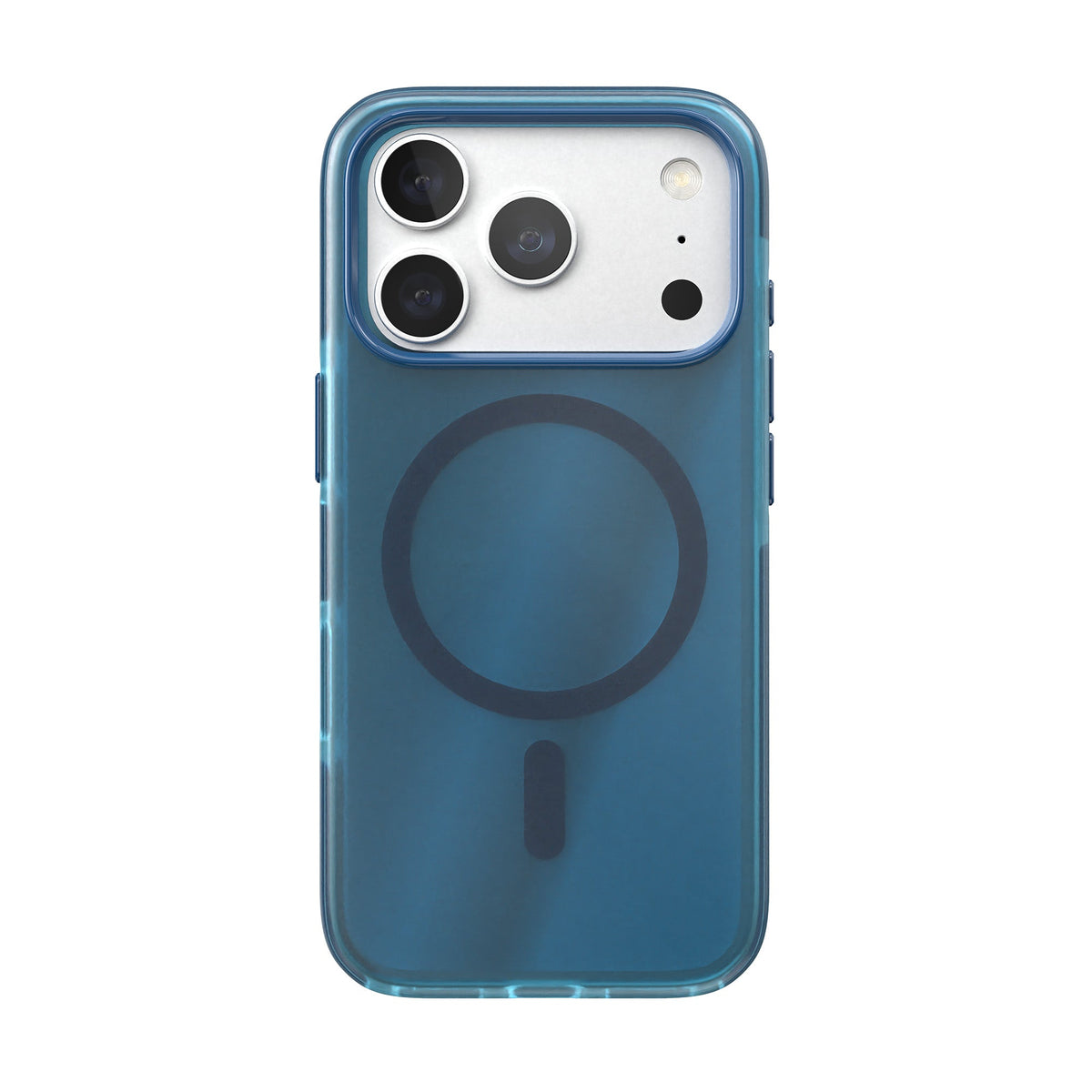 View of the back of the phone case from straight on with phone inside#color_deep-sea