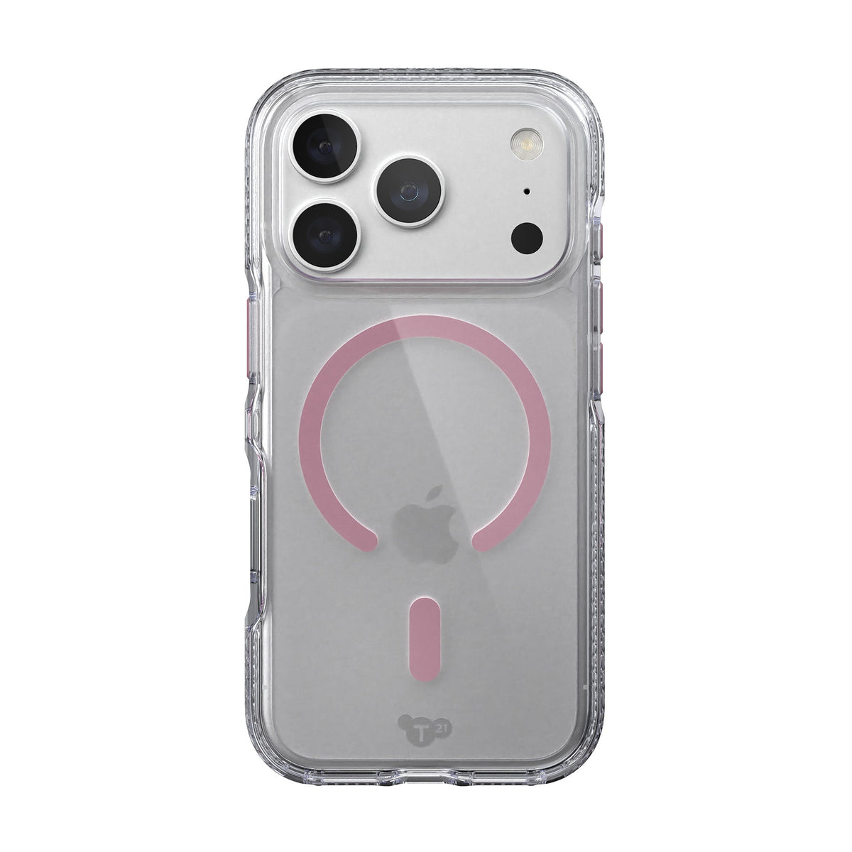 View of the back of the phone case from straight on with phone inside#color_clear-quartz-pink