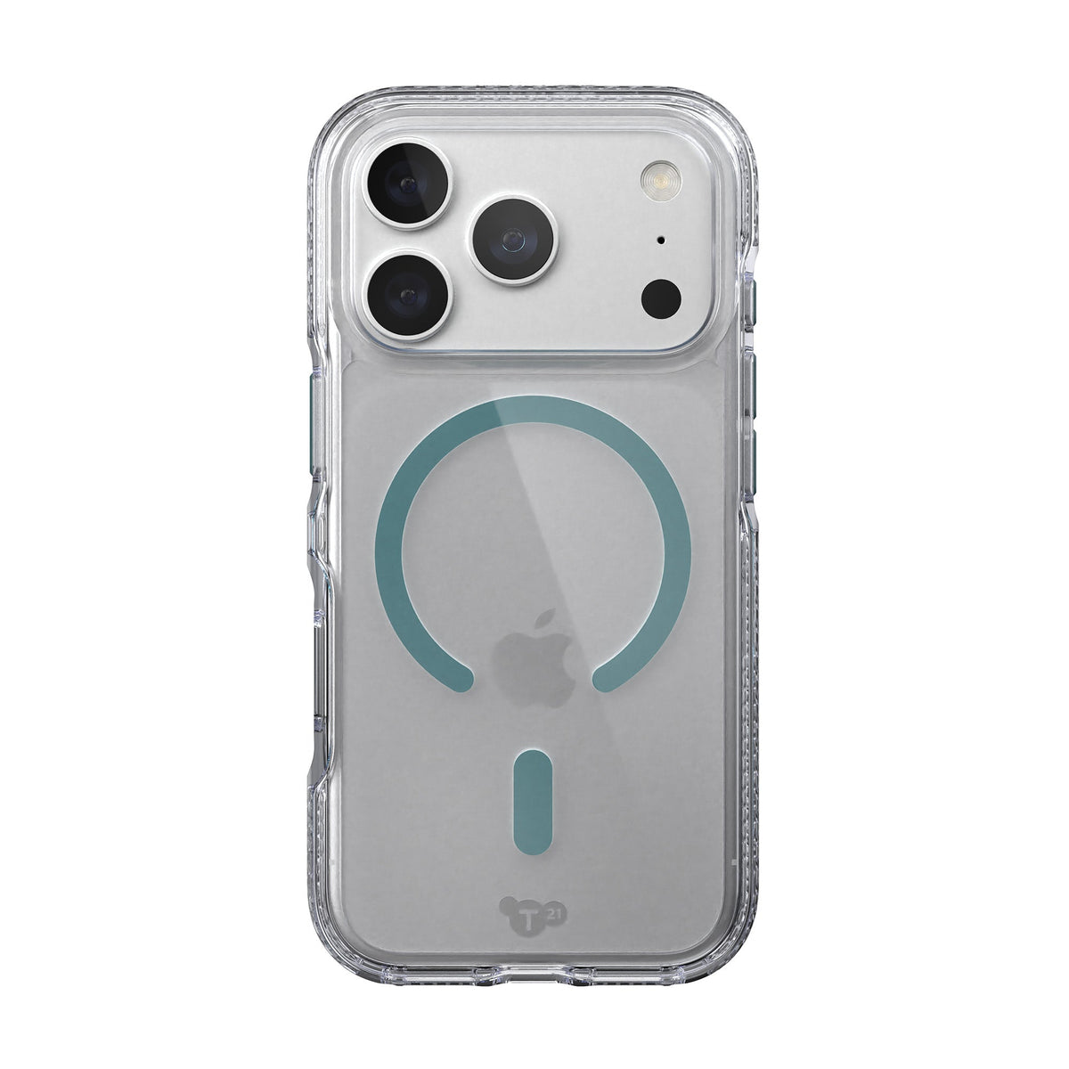 View of the back of the phone case from straight on with phone inside#color_clear-emerald-dust