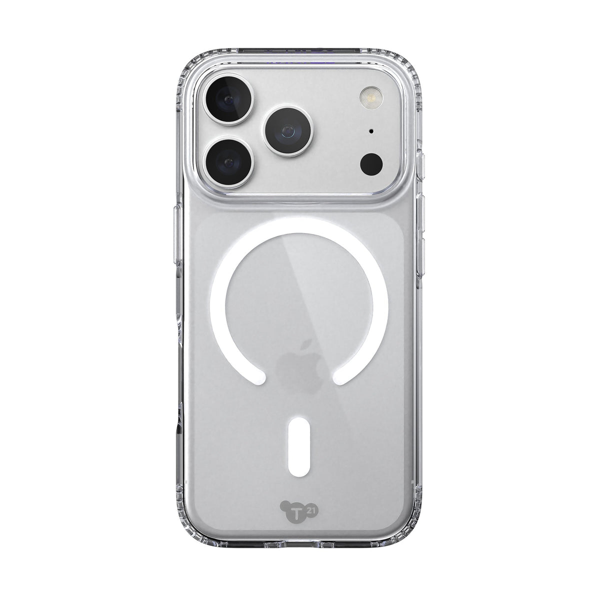View of the back of the phone case from straight on with phone inside#color_clear