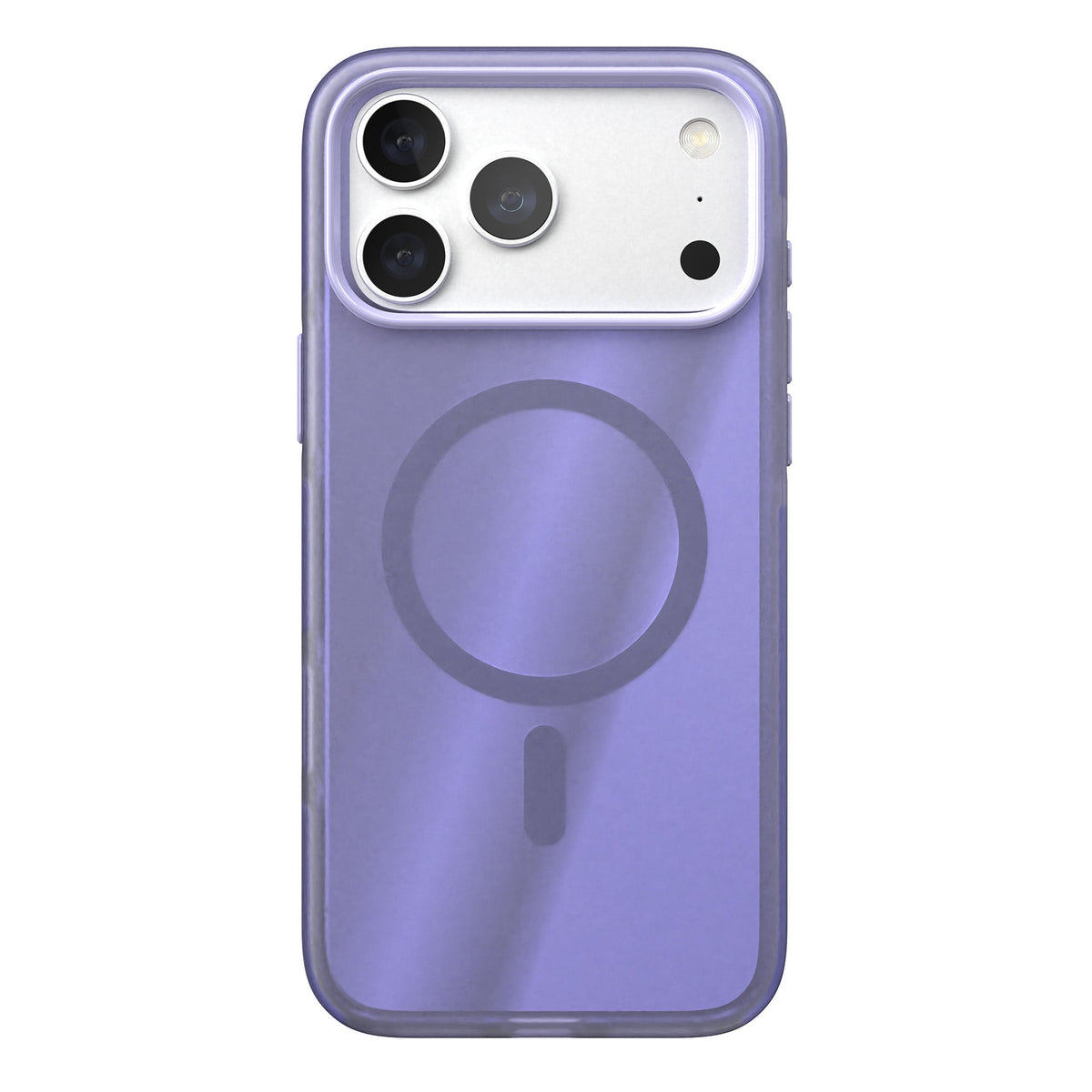View of the back of the phone case from straight on with phone inside#color_lilac