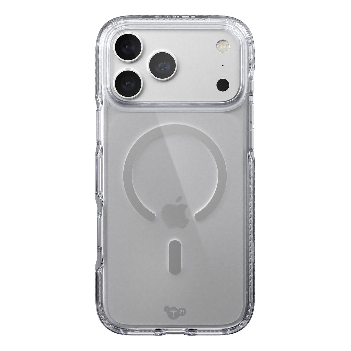 View of the back of the phone case from straight on with phone inside#color_clear-silver