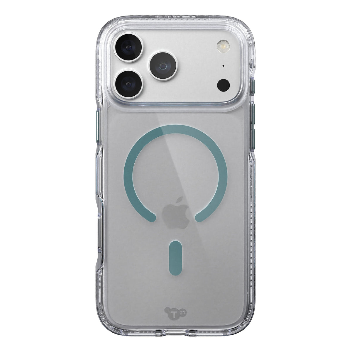 View of the back of the phone case from straight on with phone inside#color_clear-emerald-dust