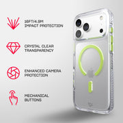 EvoCrystal Glow MagSafe - Apple iPhone 18 Pro Max/17 Pro Max Case - Clear/Neon (Glow-in-the-Dark)