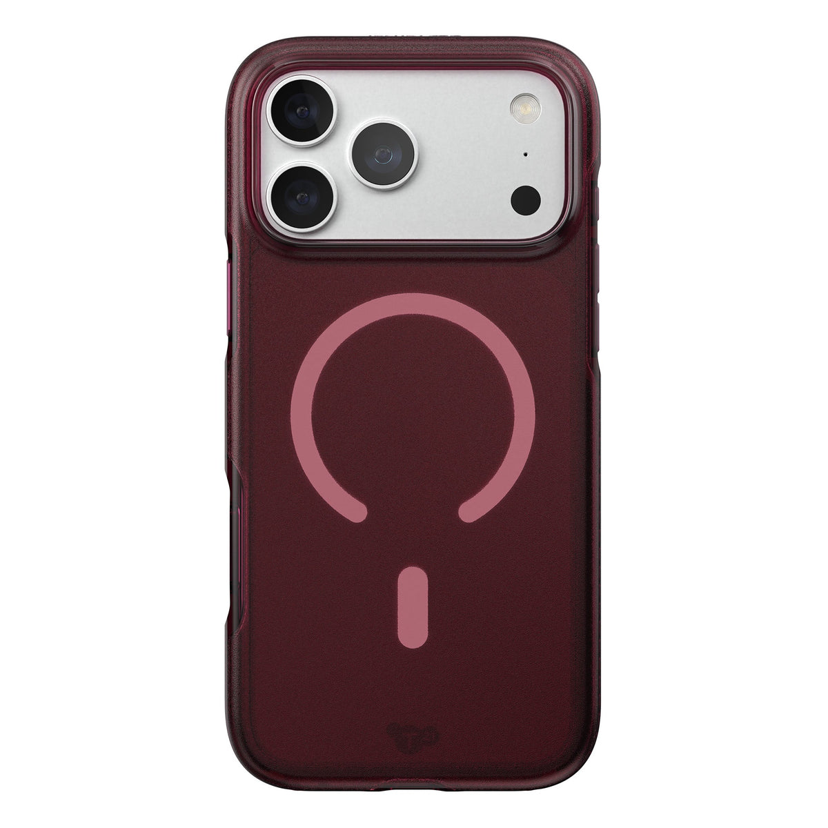 View of the back of the phone case from straight on with phone inside#color_cherry-tint