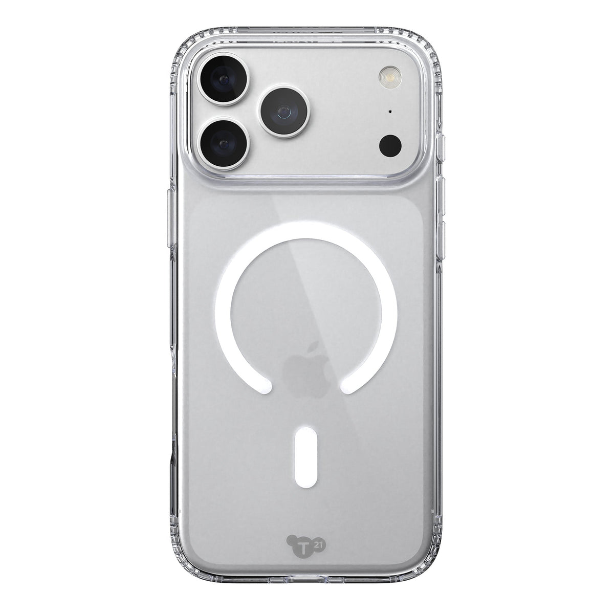 View of the back of the phone case from straight on with phone inside#color_clear