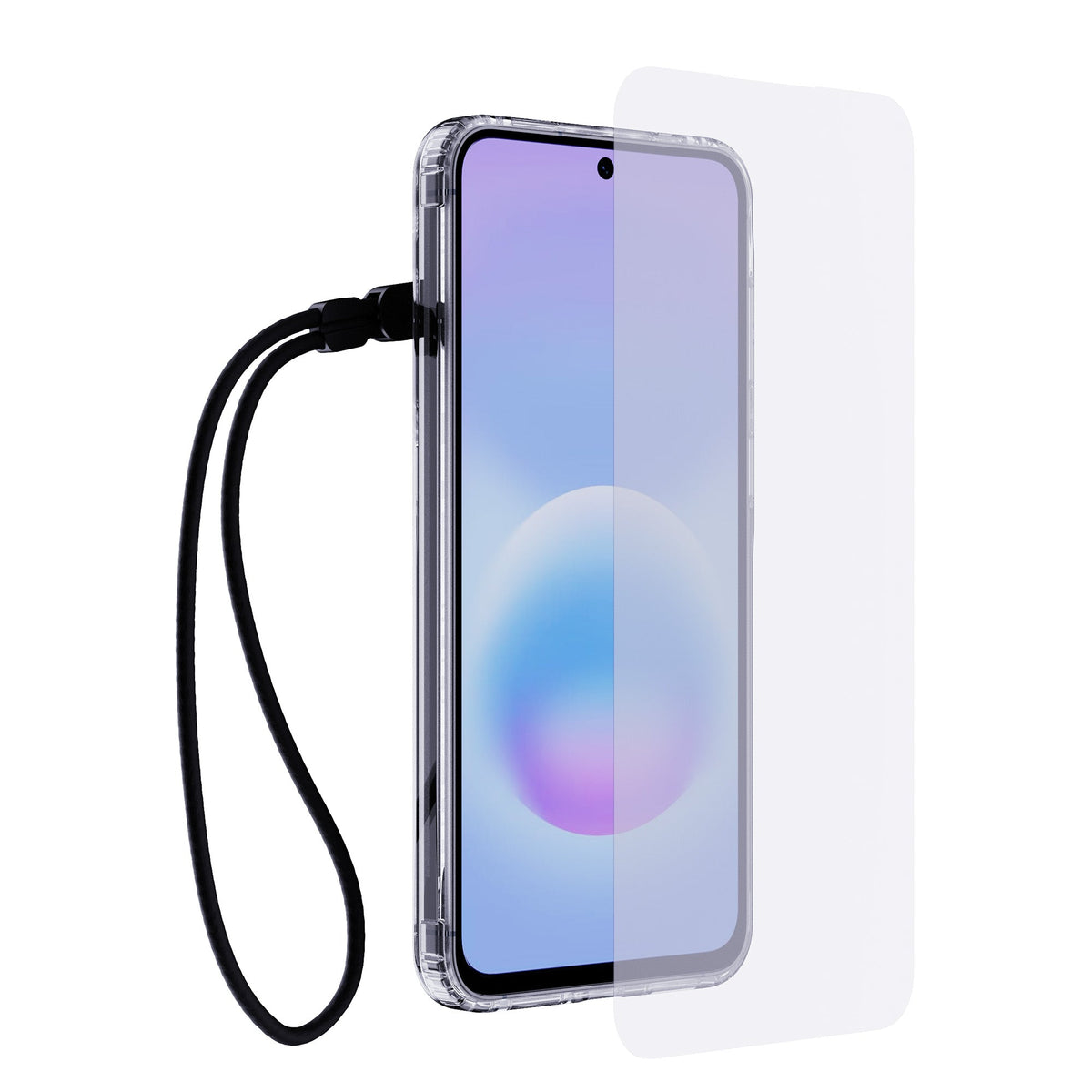 EvoLite Clear + Tempered Glass + Lanyard - Samsung Galaxy A57 5G 3-in-1 Bundle - Clear