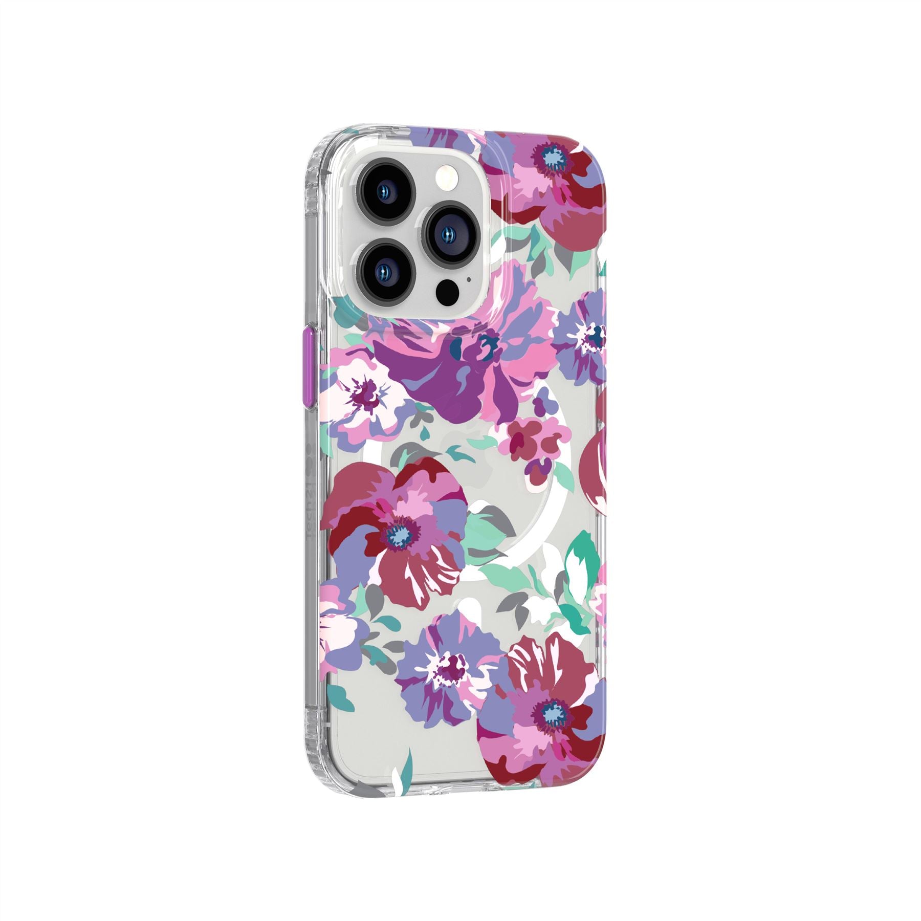 Society6 iPhone4/4S,5用 neon purple blue and pink flowers EvoArt - Apple iPhone 13 Pro Case MagSafe Compatible
